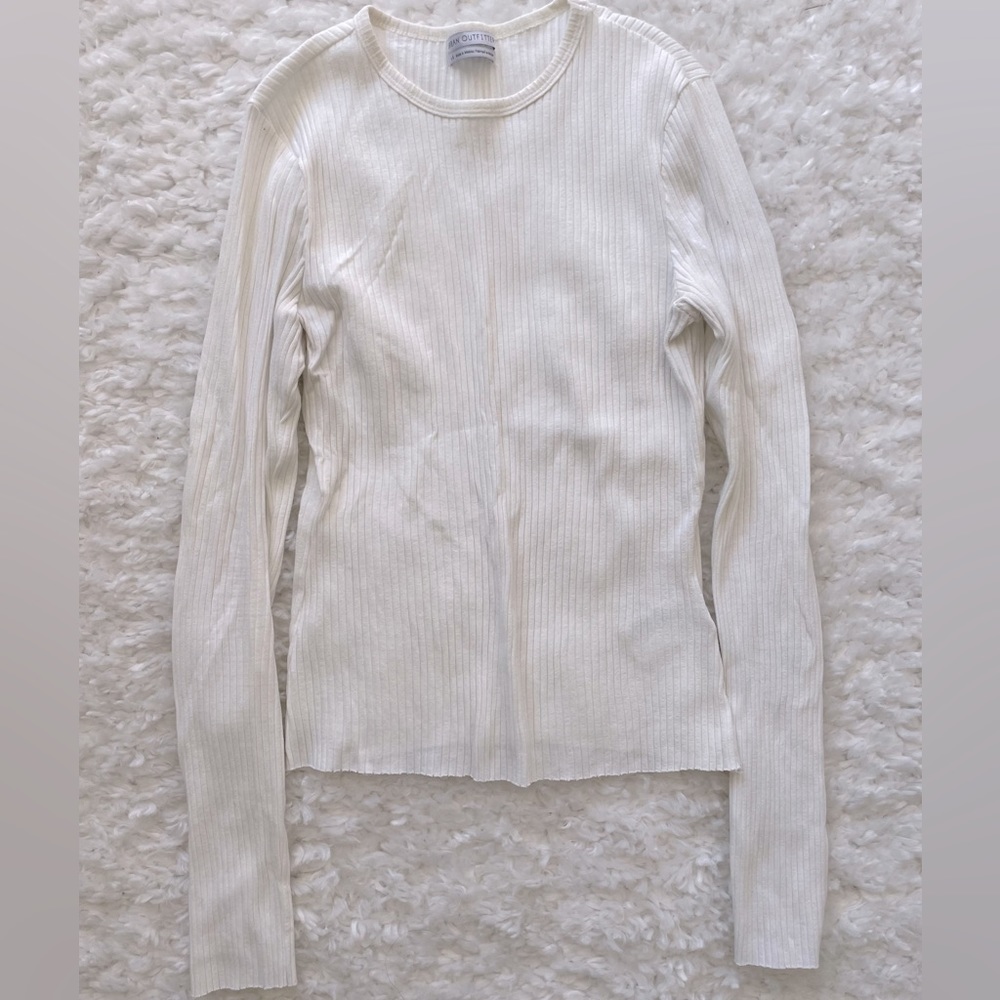 Urban Outfitters Form Fitting White Ribbed Long Sleeve